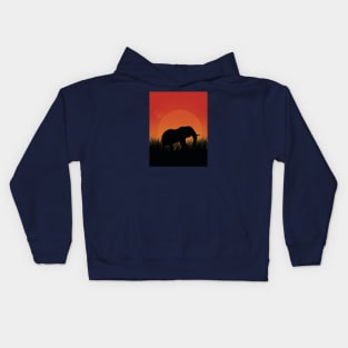 Elephant Silhouette Sunset Kids Hoodie